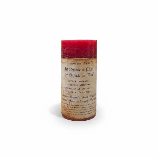 1er Pentacle de Mars : Bougie de sort parfumée Courage & Ambition