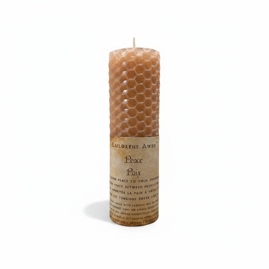 Handcrafted pink beeswax spell candle made with a blend of essential oils and Used to bring peace to your environment, or to bring peace between friends or family
