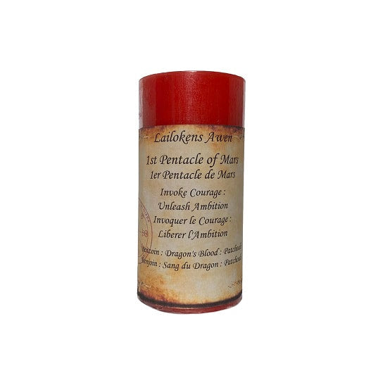 1er Pentacle de Mars : Bougie de sort parfumée Courage &amp; Ambition