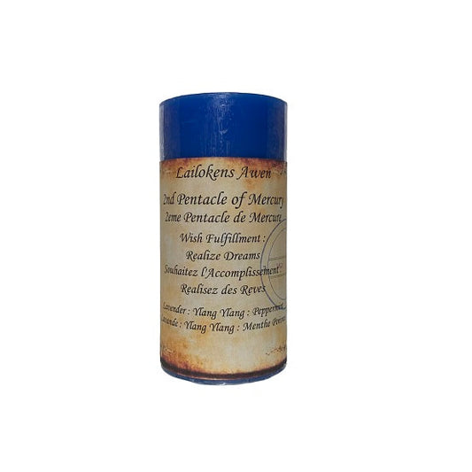 2nd Pentacle of Mercury : Wish Fulfillment, Realize Dreams Scented Spell Candle 2" x 4"