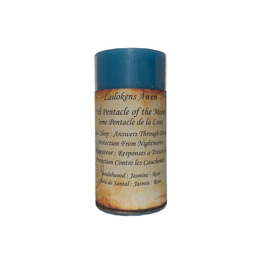 5ème Pentacle de la Lune : Sommeil réparateur : Réponses à travers les rêves : Protection contre les cauchemars Bougie parfumée