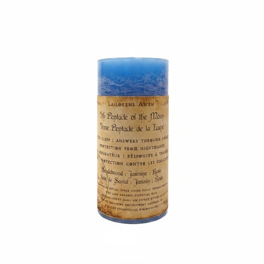 5ème Pentacle de la Lune : Sommeil réparateur : Réponses à travers les rêves : Protection contre les cauchemars Bougie parfumée