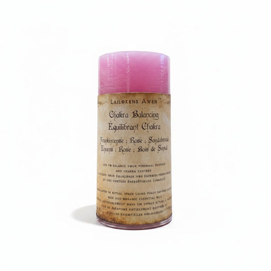 Handcrafted bright pink scented spell candle made with frankincense, rose and sandalwood, and Used to balance your Chakras and personal energy 