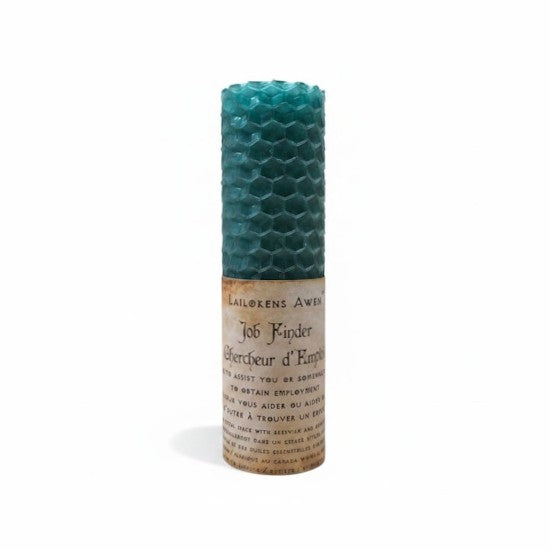 Handcrafted green beeswax spell candle made with a blend of essential oils and Used to assist you or someone else to obtain employment