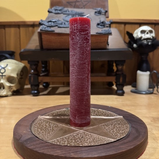 Lailokens Awen Dragon's Blood pillar candle handcrafted in ritual space