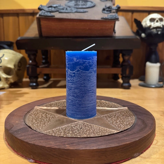 Lailokens_Awen_blue_pillar_candle_handcrafted_in_ritual_space