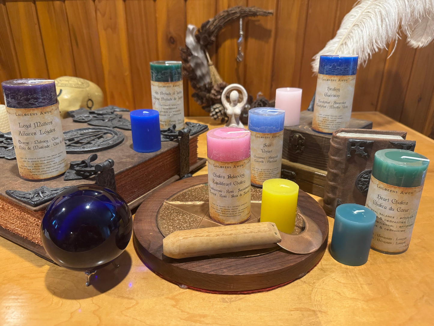 Scented spell candles handcrafted in ritual space