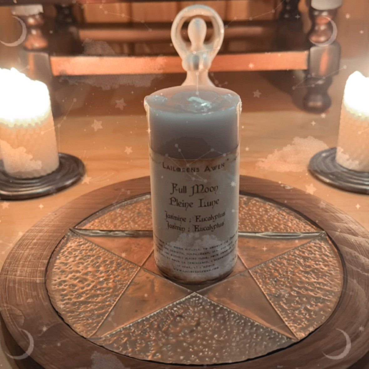 full moon scented spell candle handcrafted in ritual space