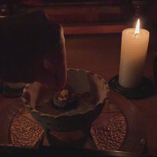 White altar candle set handcrafted in ritual space