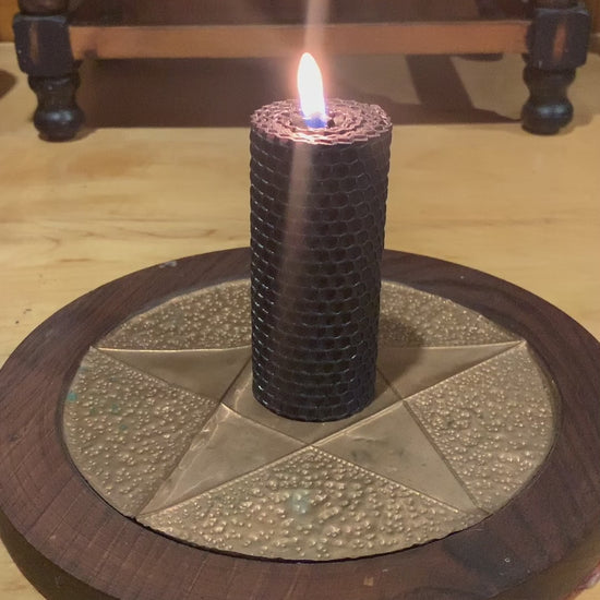 black pillar candle handcrafted in ritual space