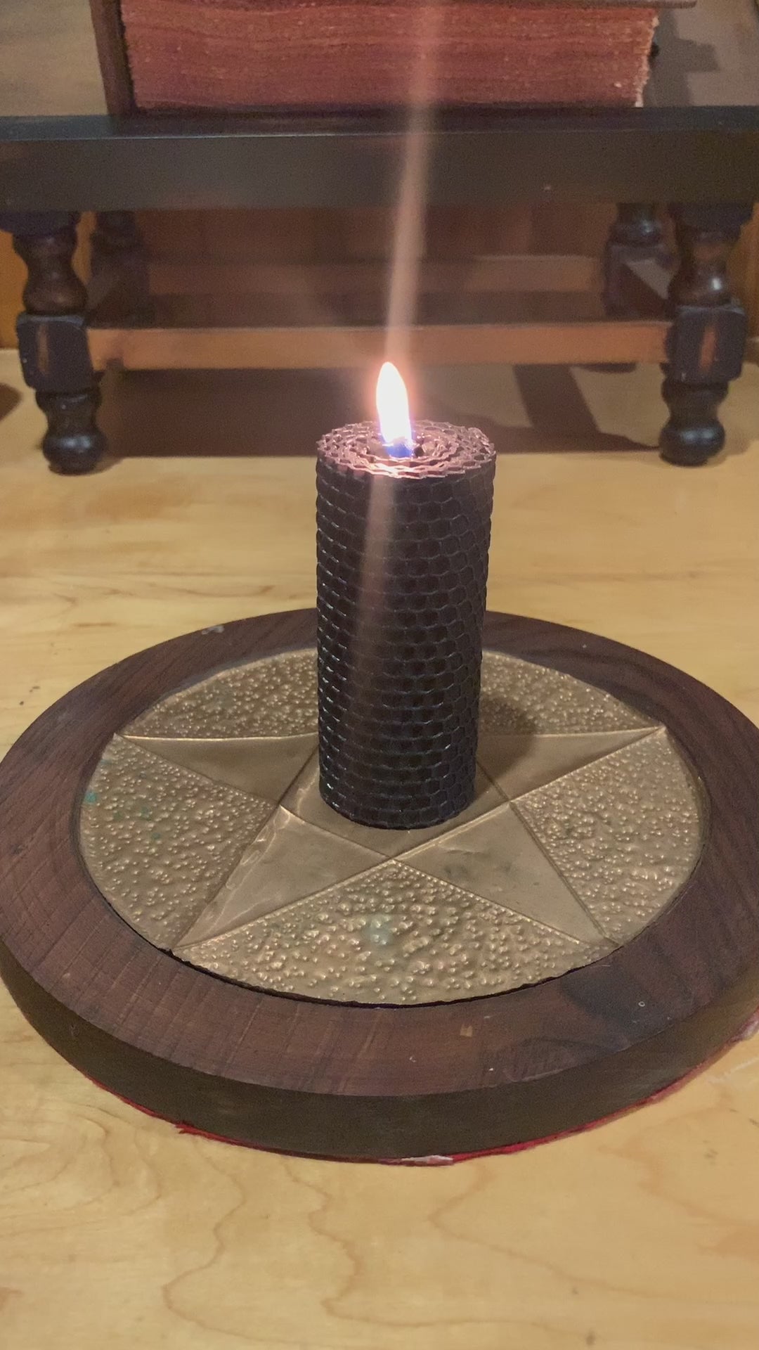 black pillar candle handcrafted in ritual space