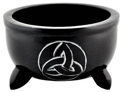 Bol d'encens en stéatite noire avec Triquetra