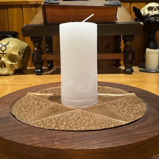 white scented pillar spell candle handcrafted in ritual space